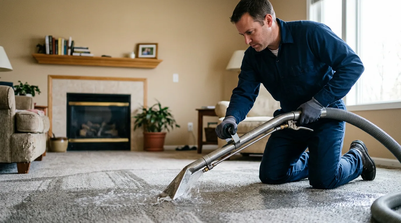 Water damage restoration technician working near Seney, MI